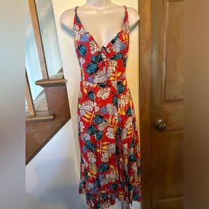 More Human clothing  Floral Red Dress. . Tie at front chest area. Size S. New